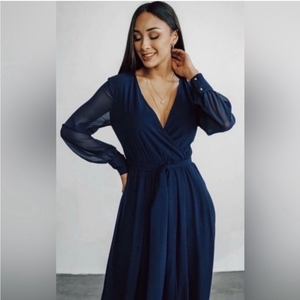 Baltic Born Lydia Navy Long Sheer Sleeve Maxi Dress Size XXXL - Picture 2 of 8